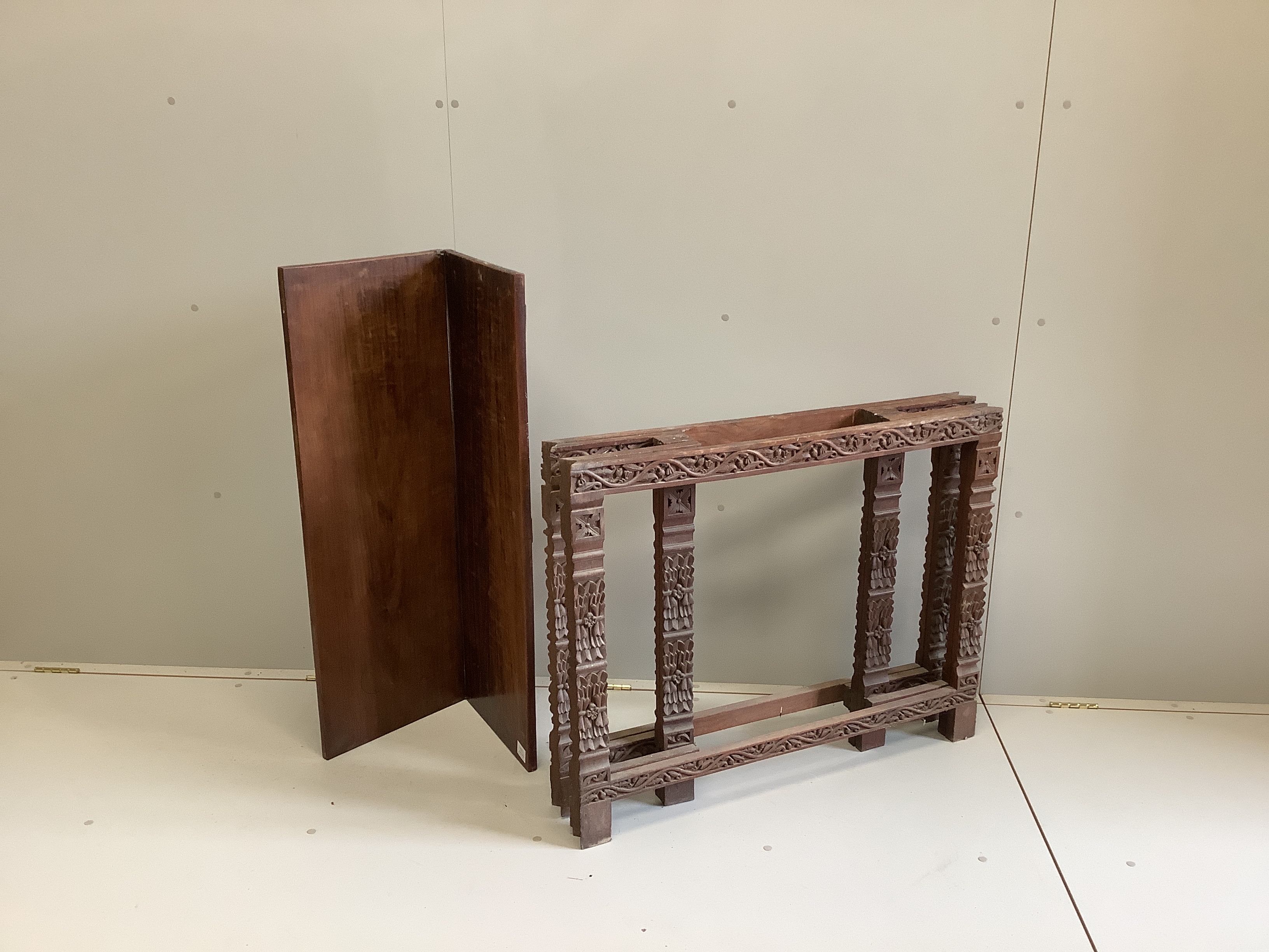 A late 19th century Anglo-Indian rectangular padouk folding table, width 103cm, depth 72cm, height 77cm